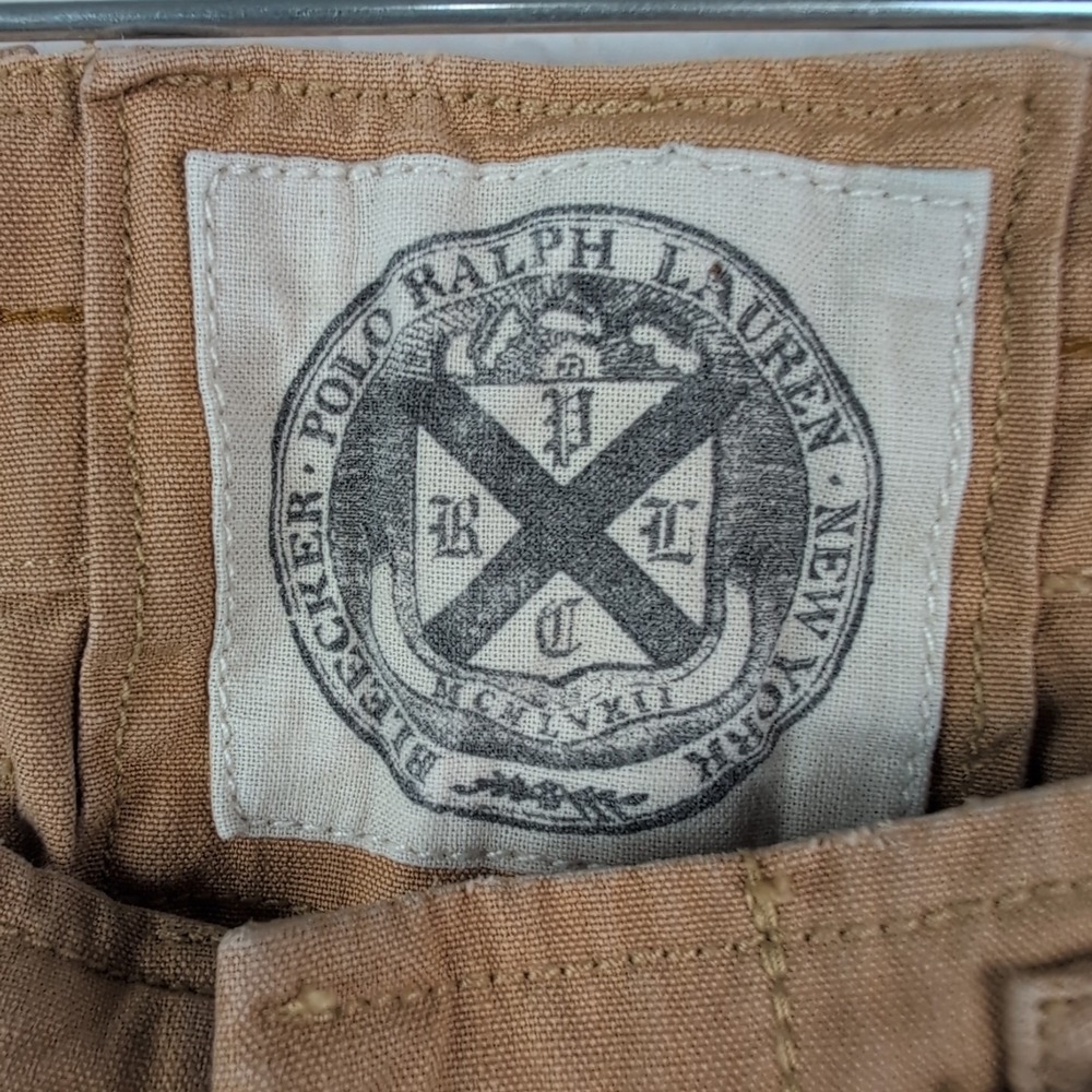 VTG Polo Ralph Lauren Bleecker Pants Men's 36x30 Tan Paratrooper Cargo Cinch - Picture 4 of 11